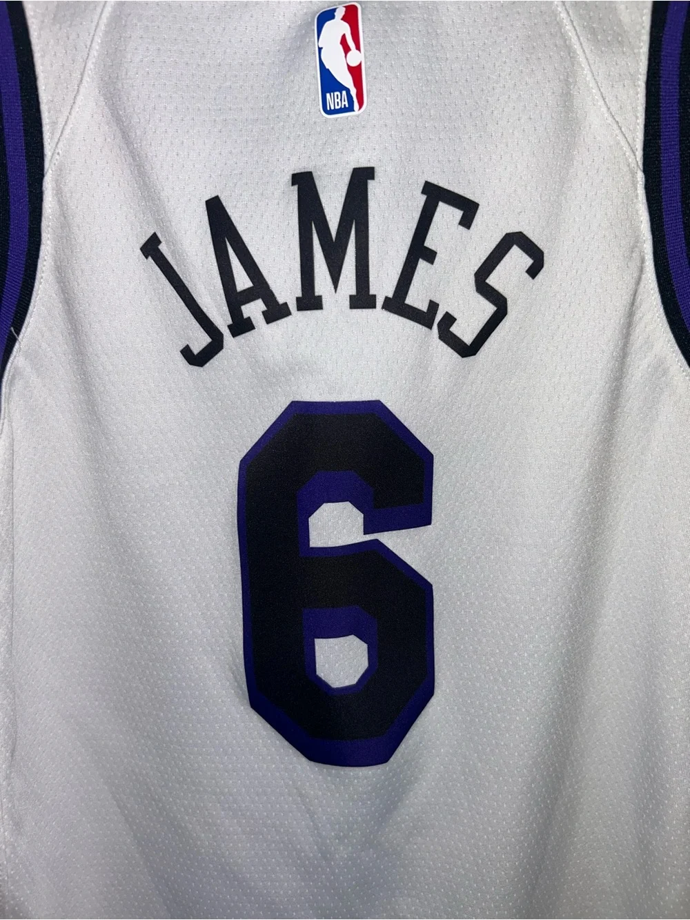 Nike LeBron James #6 Lakers City Edition Youth Medium Jersey -white purple trim